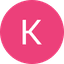 White letter K on a solid magenta circle with a black background.